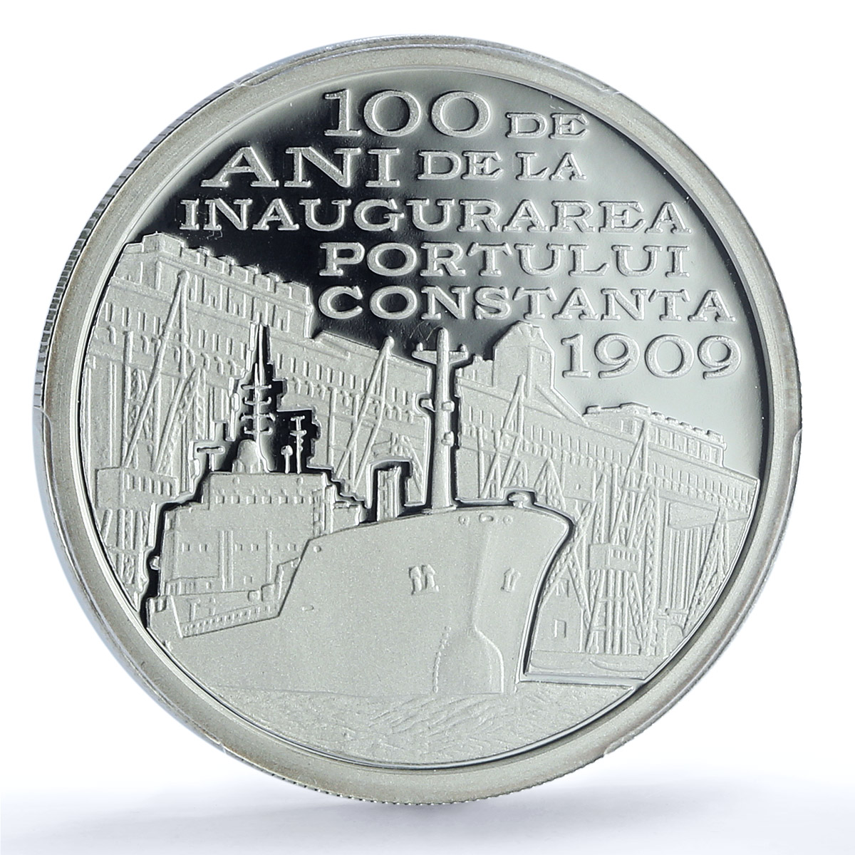 Romania 10 lei Constanta Port KM-256 Industry Ship PR 70 PCGS silver coin 2009