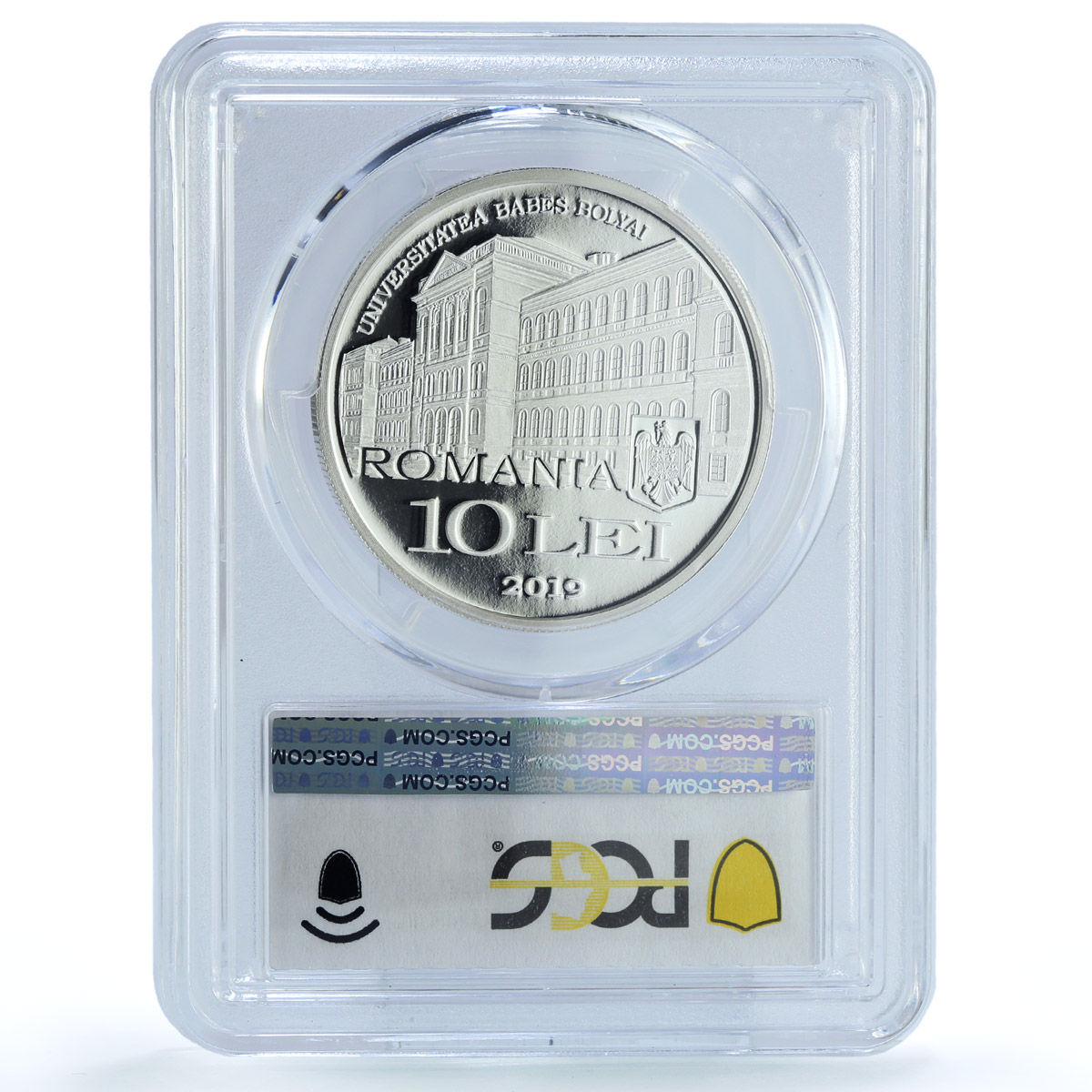 Romania 10 lei Cluj University KM-460 Building PR 70 PCGS silver coin 2019