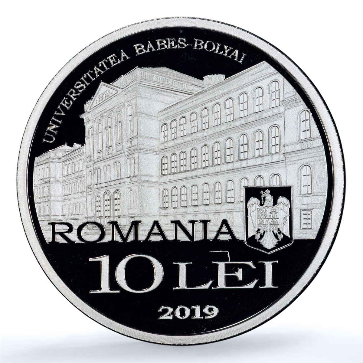 Romania 10 lei Cluj University KM-460 Building PR 70 PCGS silver coin 2019