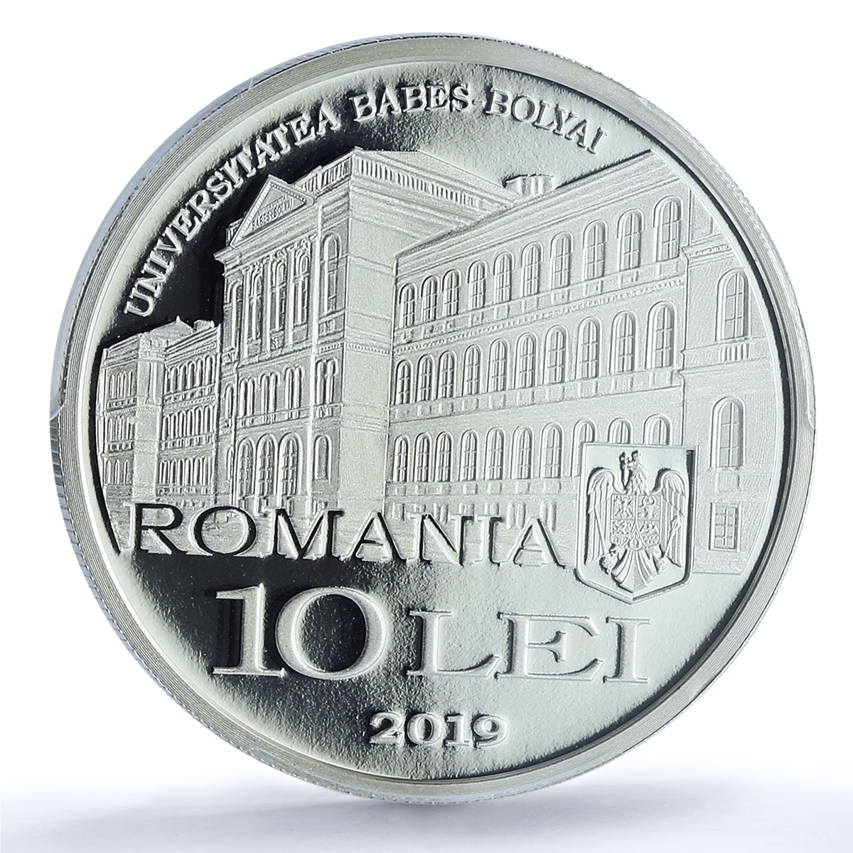 Romania 10 lei Cluj University KM-460 Building PR 70 PCGS silver coin 2019