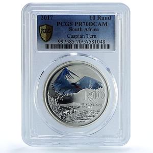 South Africa 10 rand Caspian Tern KM-630 Fauna Bird PR 70 PCGS silver coin 2017
