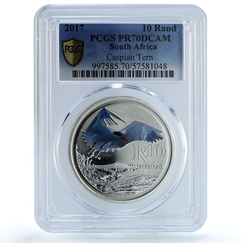 South Africa 10 rand Caspian Tern KM-630 Fauna Bird PR 70 PCGS silver coin 2017