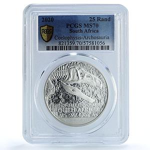 South Africa 25 rand Coelophysis KM-734 Dinosaurs MS 70 PCGS silver coin 2020