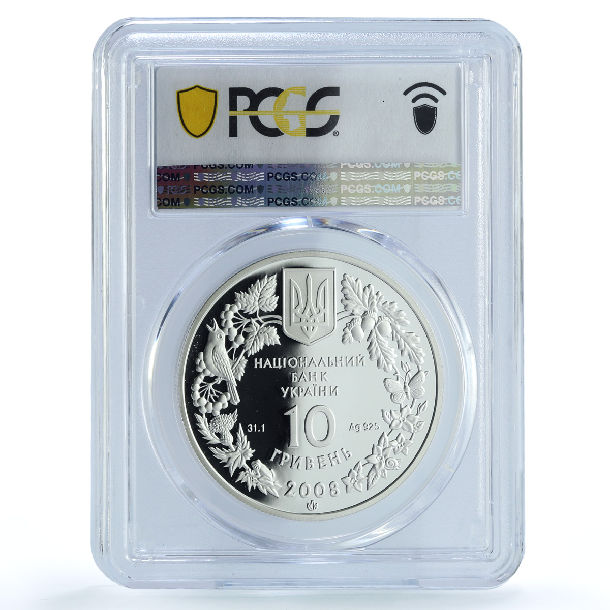 Ukraine 10 hryvnias Black Vulture KM-516 Fauna Bird PR 70 PCGS silver coin 2008