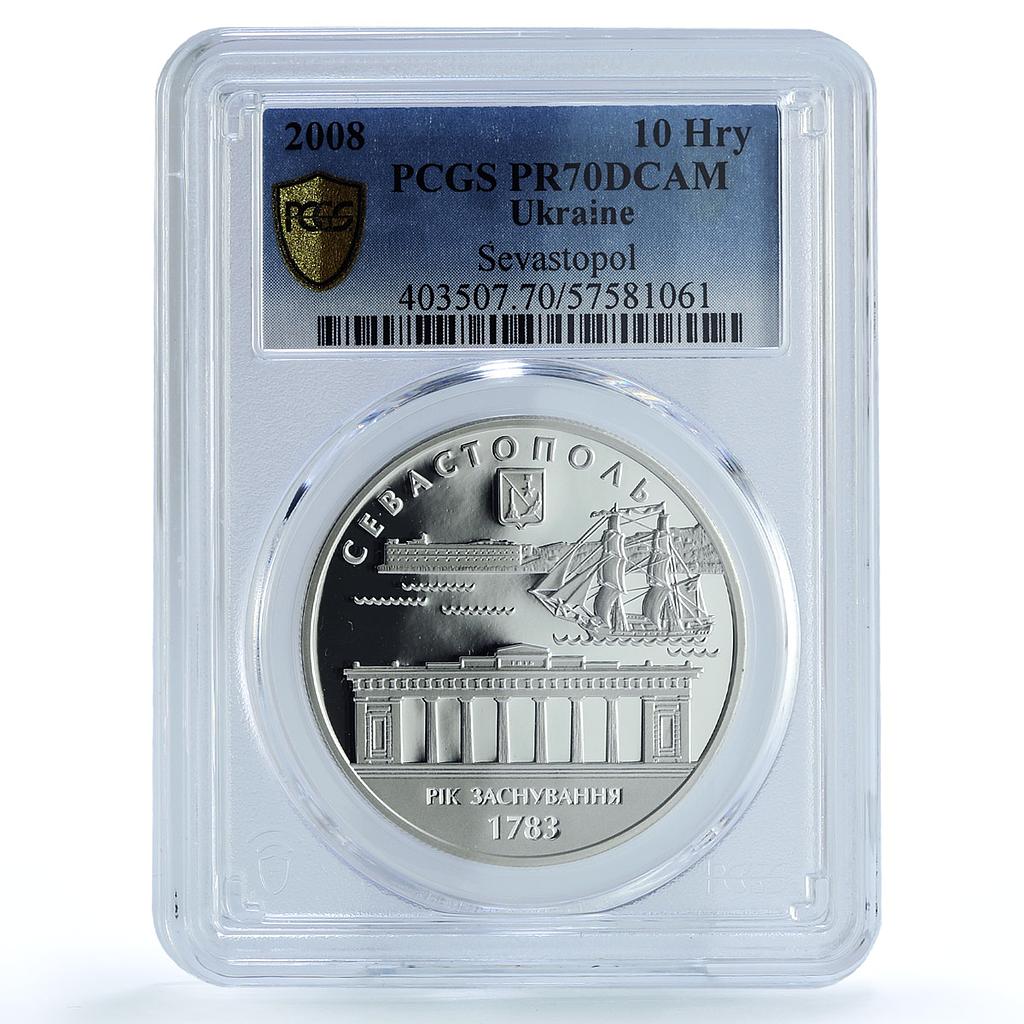 Ukraine 10 hryvnias Sevastopol KM-517 City Ship PR 70 PCGS silver coin 2008