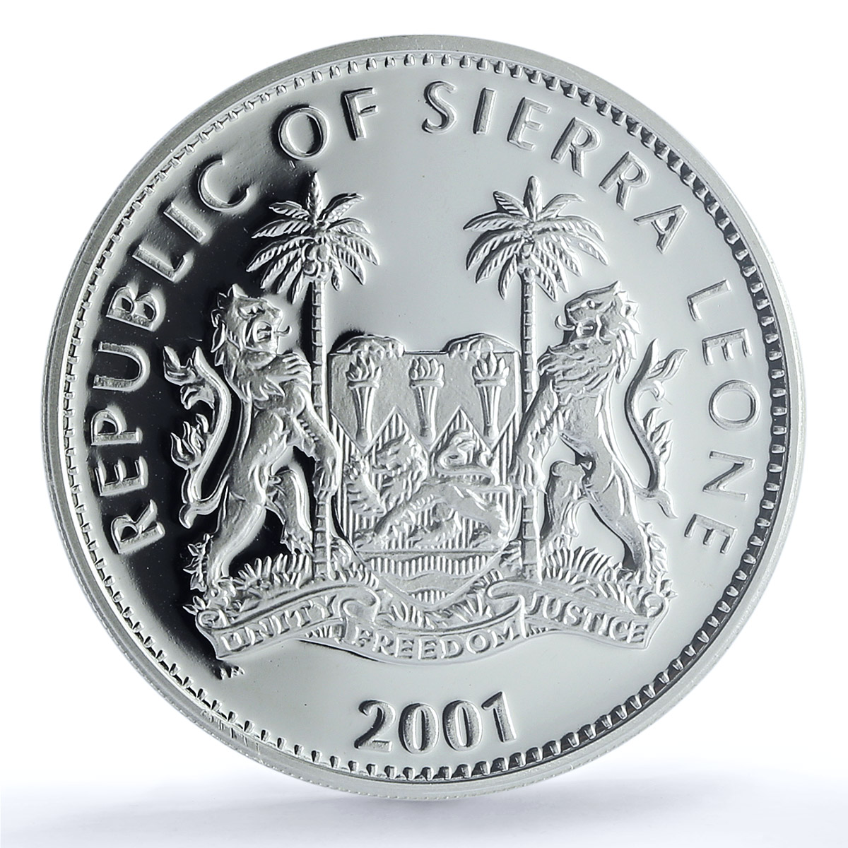 Sierra Leone 10 dollars Cougar Coloured KM-249.1 Cat PR 69 PCGS silver coin 2001