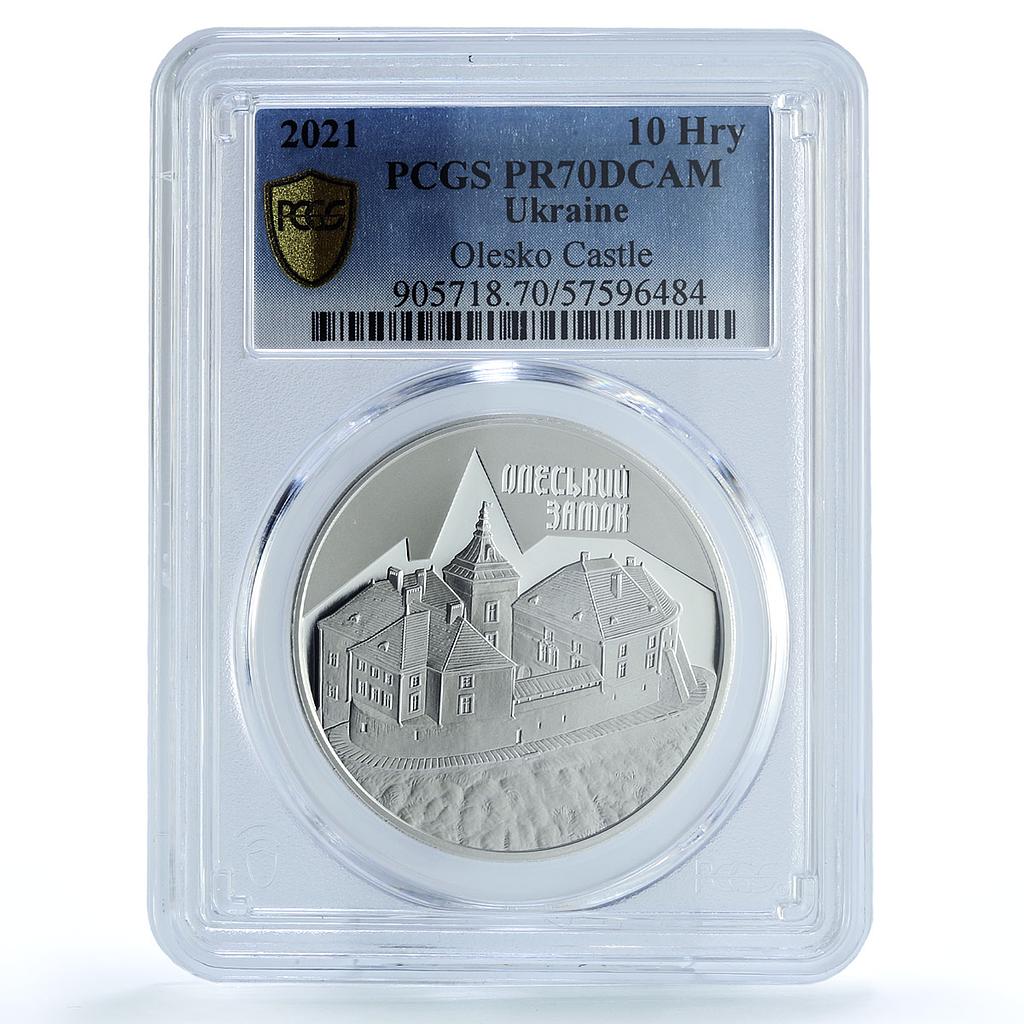 Ukraine 10 hryvnias Olesko Castle KM-1032 Architecture PR 70 PCGS Ag coin 2021