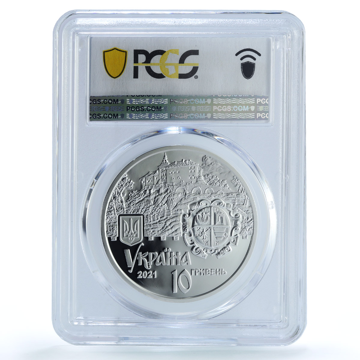 Ukraine 10 hryvnias Olesko Castle KM-1032 Architecture PR 70 PCGS Ag coin 2021
