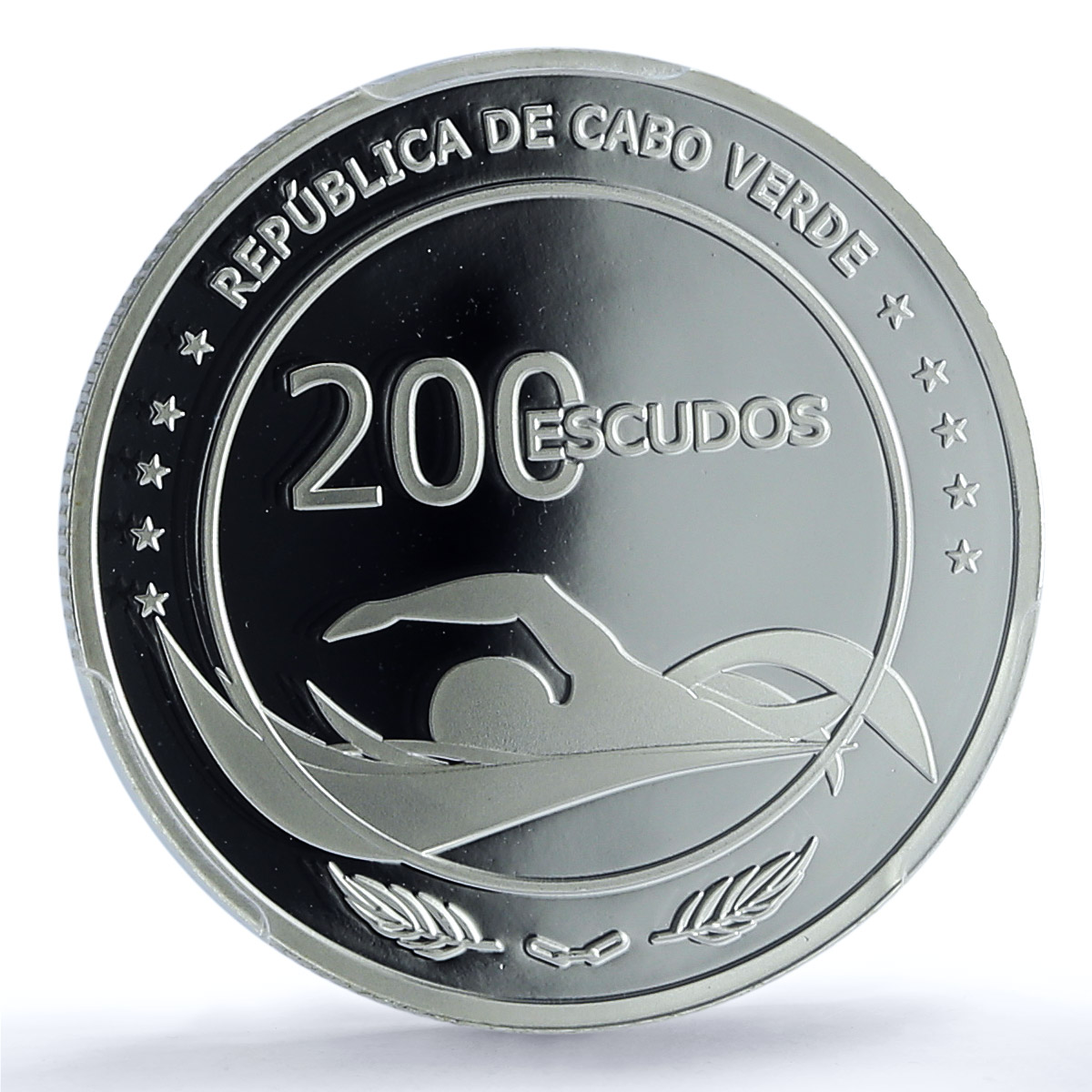 Cape Verde 200 escudos Swimming KM-57a Beach Games PR 69 PCGS silver coin 2019