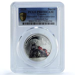 Ecuador 1 sucre Ibero-American Railways KM-129 Train PR 69 PCGS silver coin 2020
