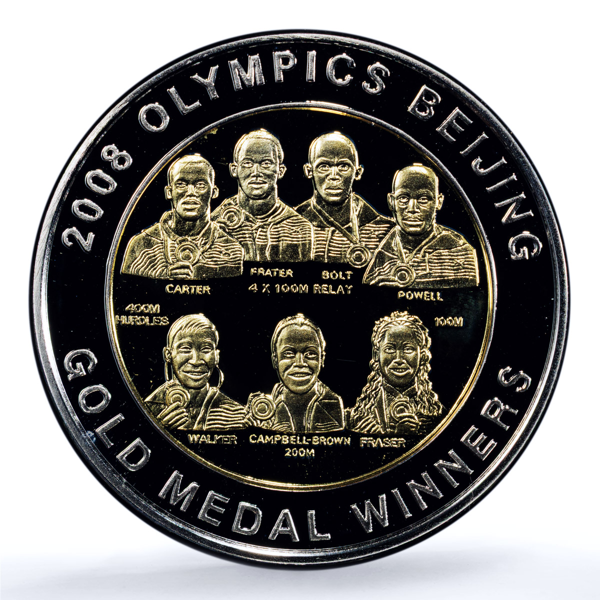 Jamaica 100 dollars Gold Medal Winners KM-201 Beijing PR69 PCGS silver coin 2008