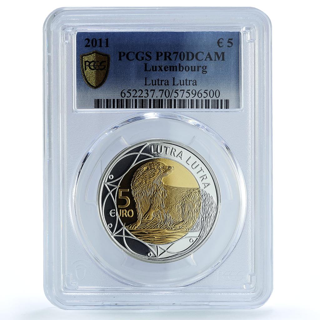 Luxembourg 5 euros Otter Lutra KM-118 Wildlife Fauna PR 70 PCGS silver coin 2011