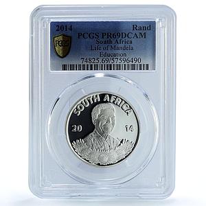 South Africa 1 rand Nelson Mandela KM-577 Education PR 69 PCGS silver coin 2014