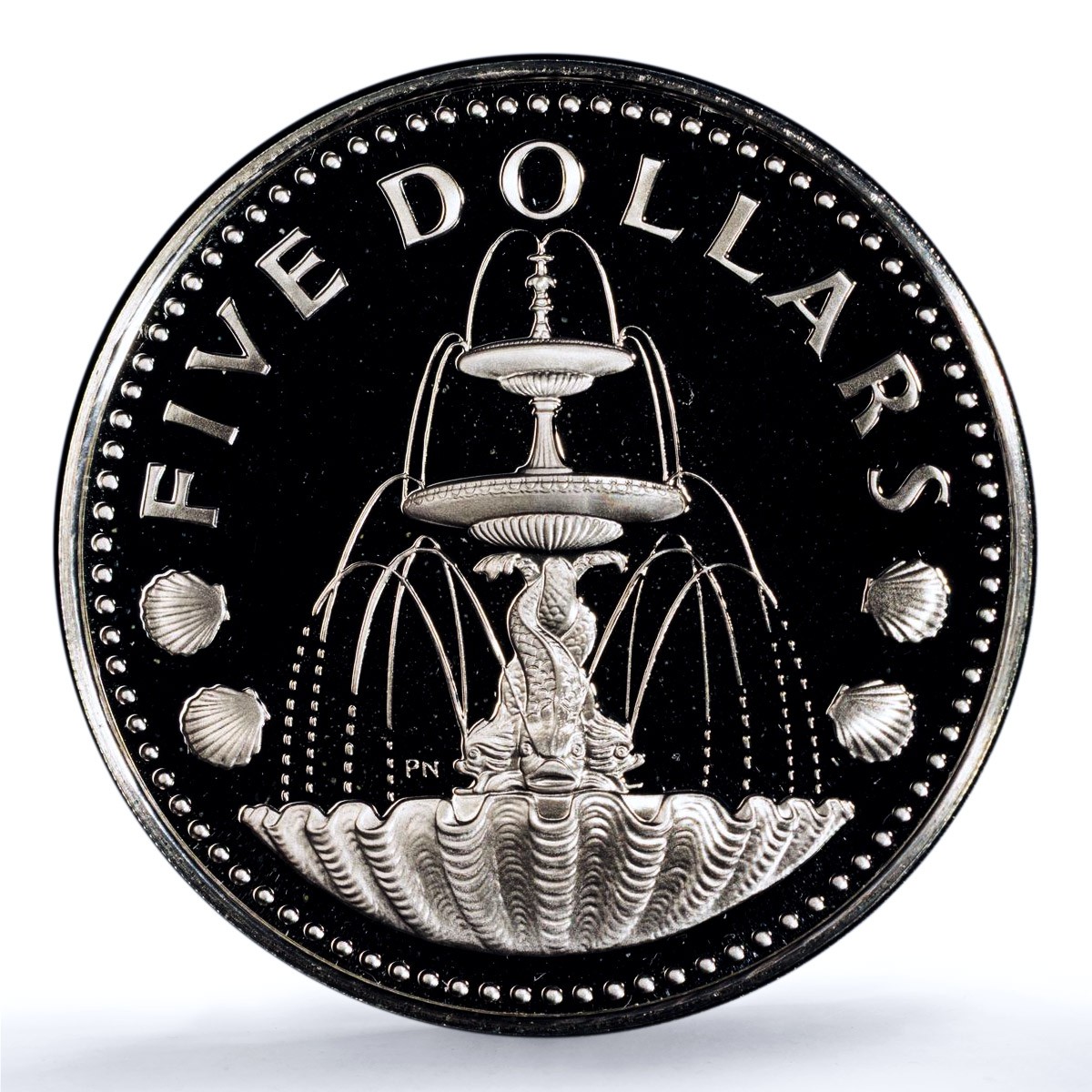 Barbados 5 dollars Elizabeth II KM-16a Fountain PR 69 PCGS silver coin 1983