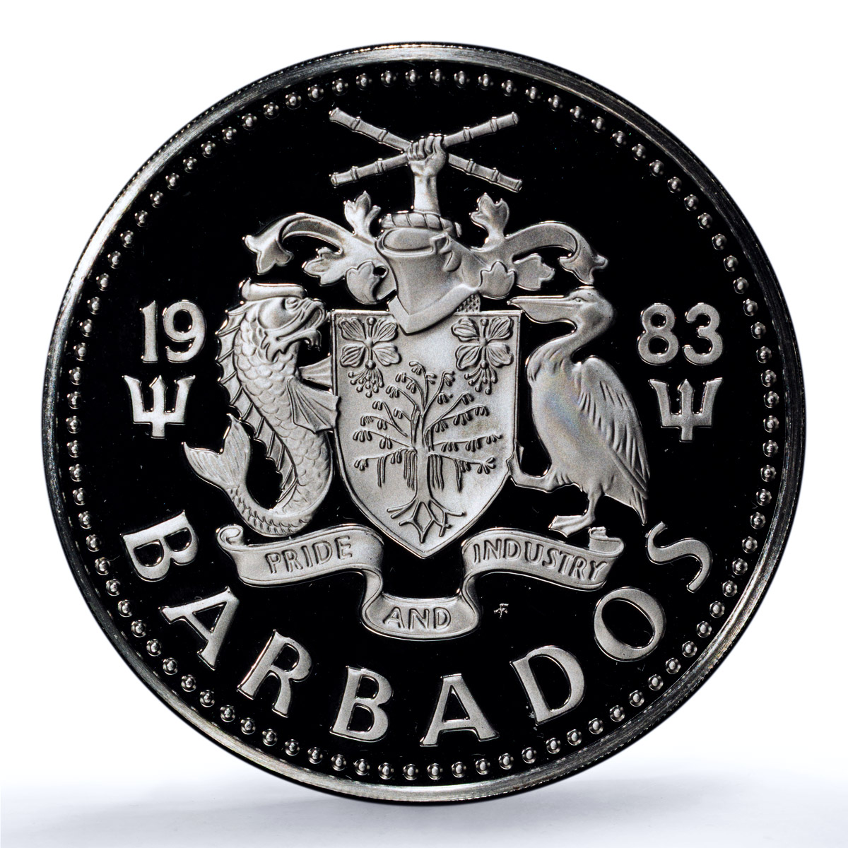 Barbados 10 dollars Elizabeth II KM-36a Pelican Bird PR 69 PCGS silver coin 1983