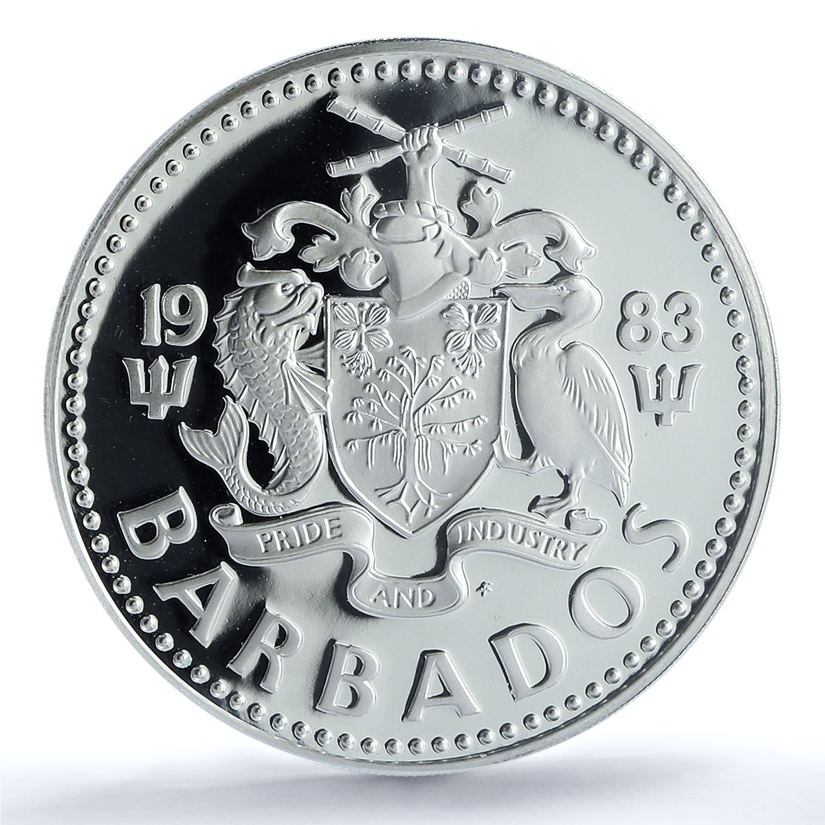 Barbados 10 dollars Elizabeth II KM-36a Pelican Bird PR 69 PCGS silver coin 1983