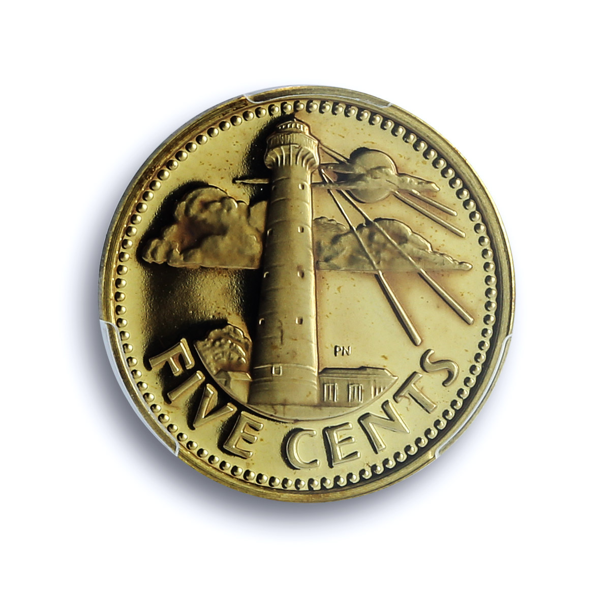 Barbados 5 cents Elizabeth II KM_11 Lighthouse PR 70 PCGS brass coin 1983