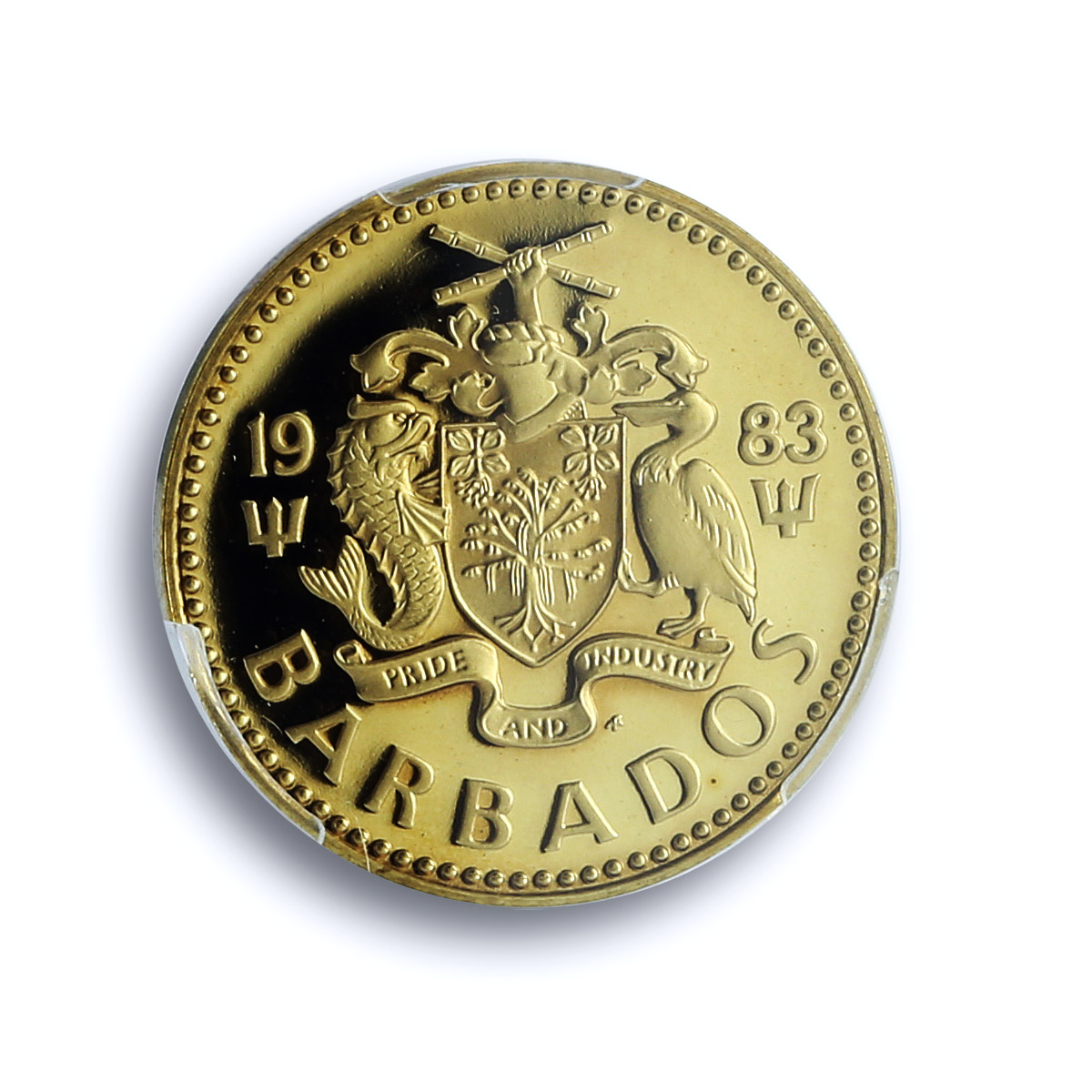 Barbados 5 cents Elizabeth II KM_11 Lighthouse PR 70 PCGS brass coin 1983