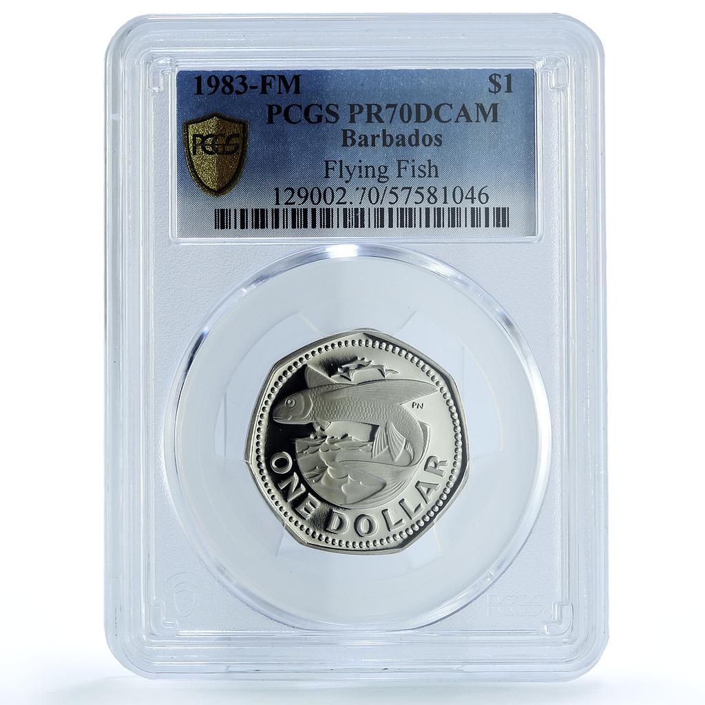 Barbados 1 dollar Elizabeth II KM-14 Fish PR 70 PCGS CuNi coin 1983