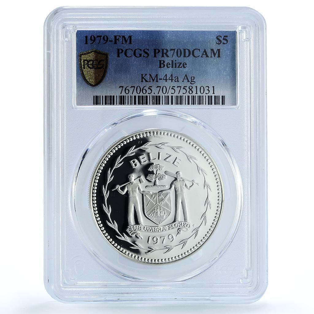 Belize 5 dollars Elizabeth II KM-44a Toucan Bird PR 70 PCGS silver coin 1979