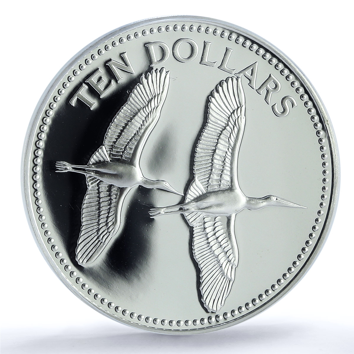 Belize 10 dollars Elizabeth II KM-57a Jabirus Birds PR 70 PCGS silver coin 1979