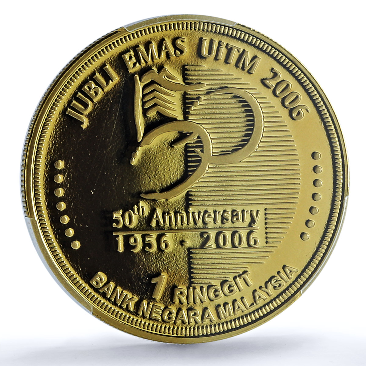 Malaysia 1 ringgit Mara University KM-141 Education PR 70 PCGS brass coin 2006