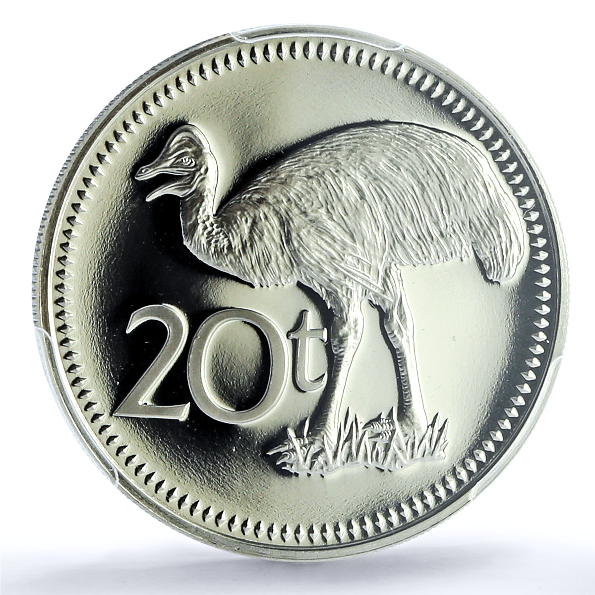 Papua New Guinea 20 toea Elizabeth II KM-5 Cassowary PR 70 PCGS CuNi coin 1983