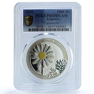 Armenia 1000 dram Camomille KM-21 Flora FLower PR 69 PCGS silver coin 2010