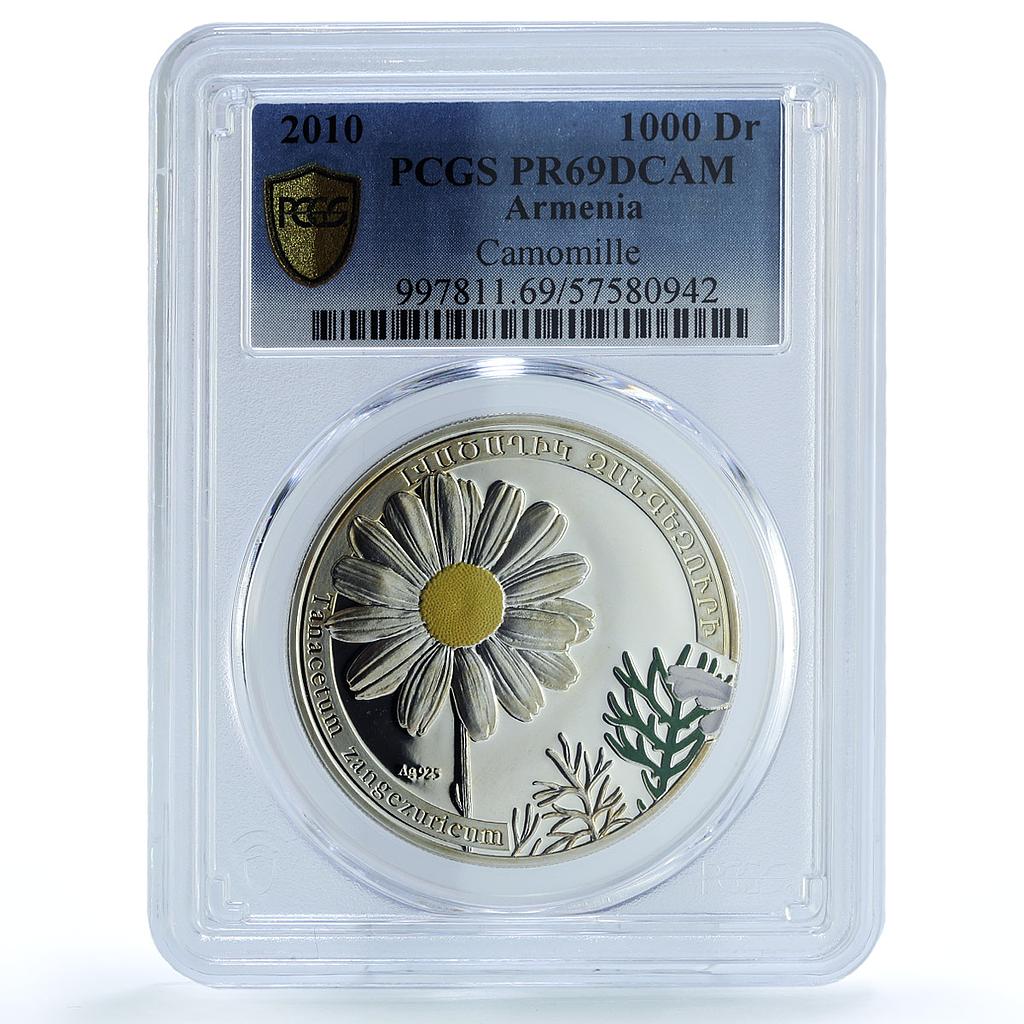 Armenia 1000 dram Camomille KM-21 Flora FLower PR 69 PCGS silver coin 2010