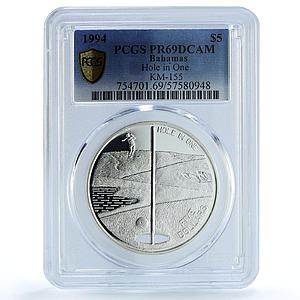 Bahamas 5 dollars Golf Hole in One KM-155 Sports PR 69 PCGS silver coin 1994