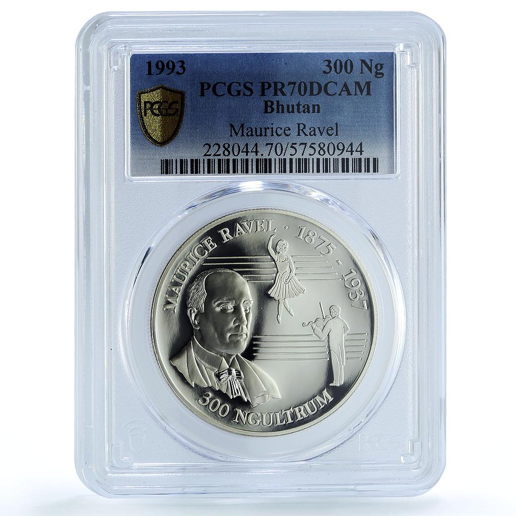 Bhutan 300 ngultrum Maurice Ravel KM-89 Music Composer PR 70 PCGS Ag coin 1993
