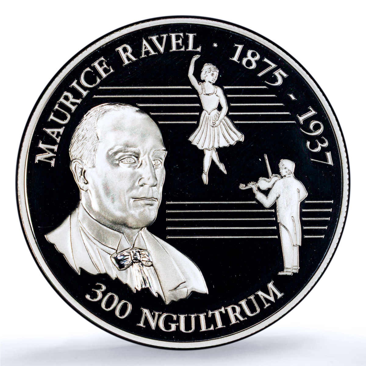 Bhutan 300 ngultrum Maurice Ravel KM-89 Music Composer PR 70 PCGS Ag coin 1993