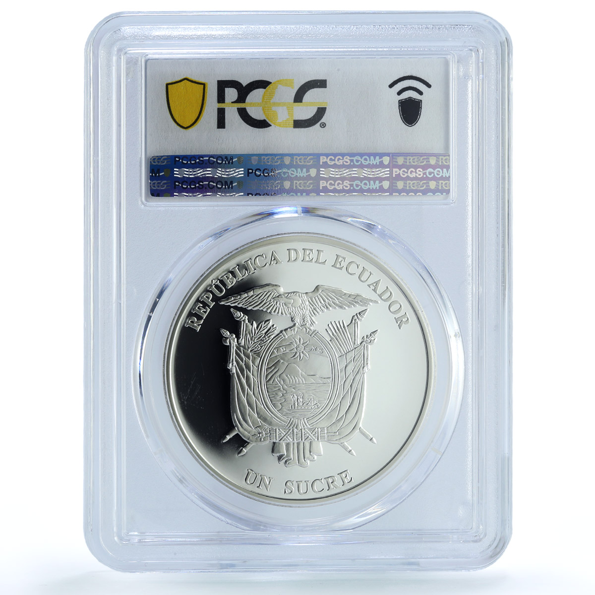 Ecuador 1 sucre Cuenca Cathedral KM-121 Religion Church PR 69 PCGS Ag coin 2007