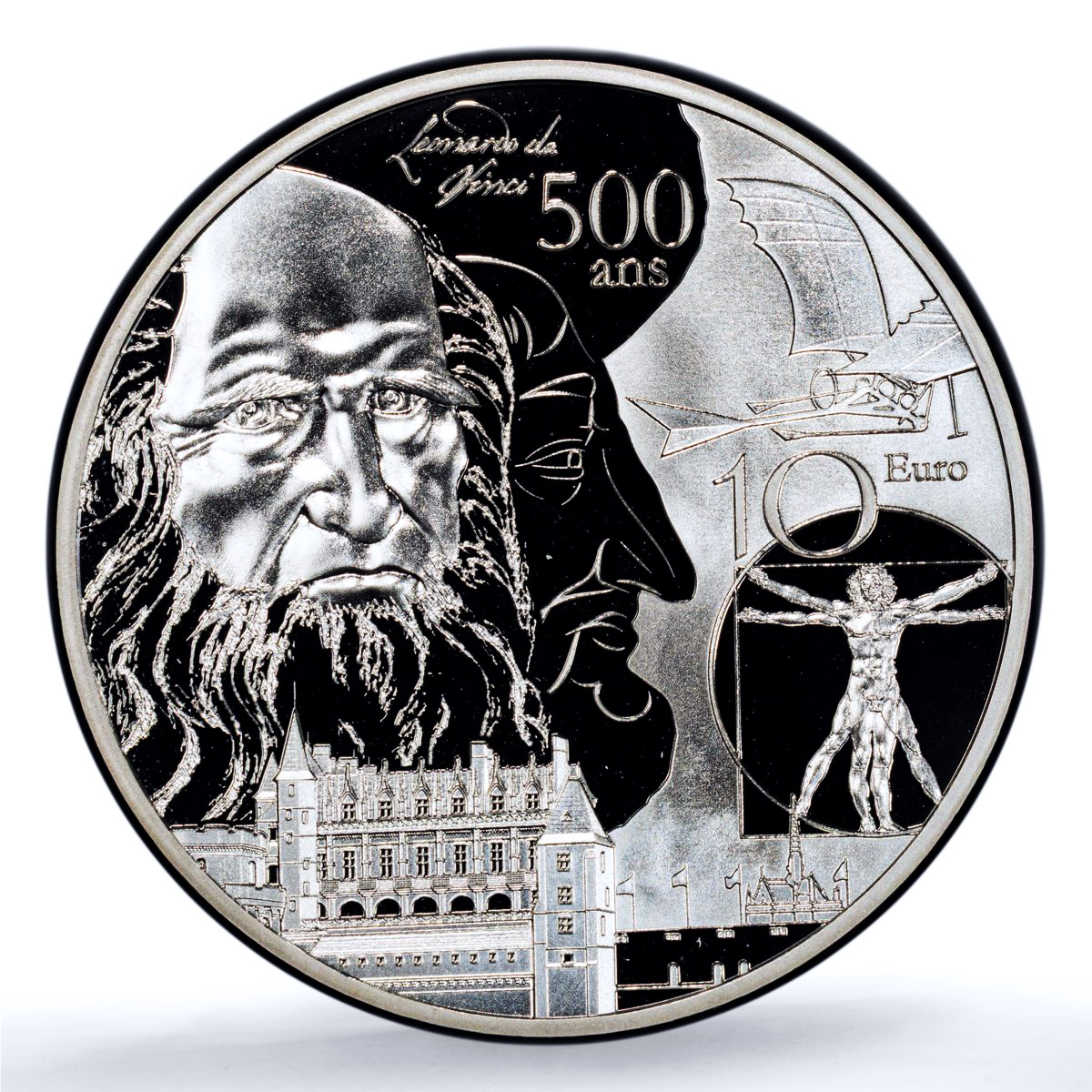 France 10 euros Renaissance Era KM-2790 Art Da Vinci PR 70 PCGS silver coin 2019