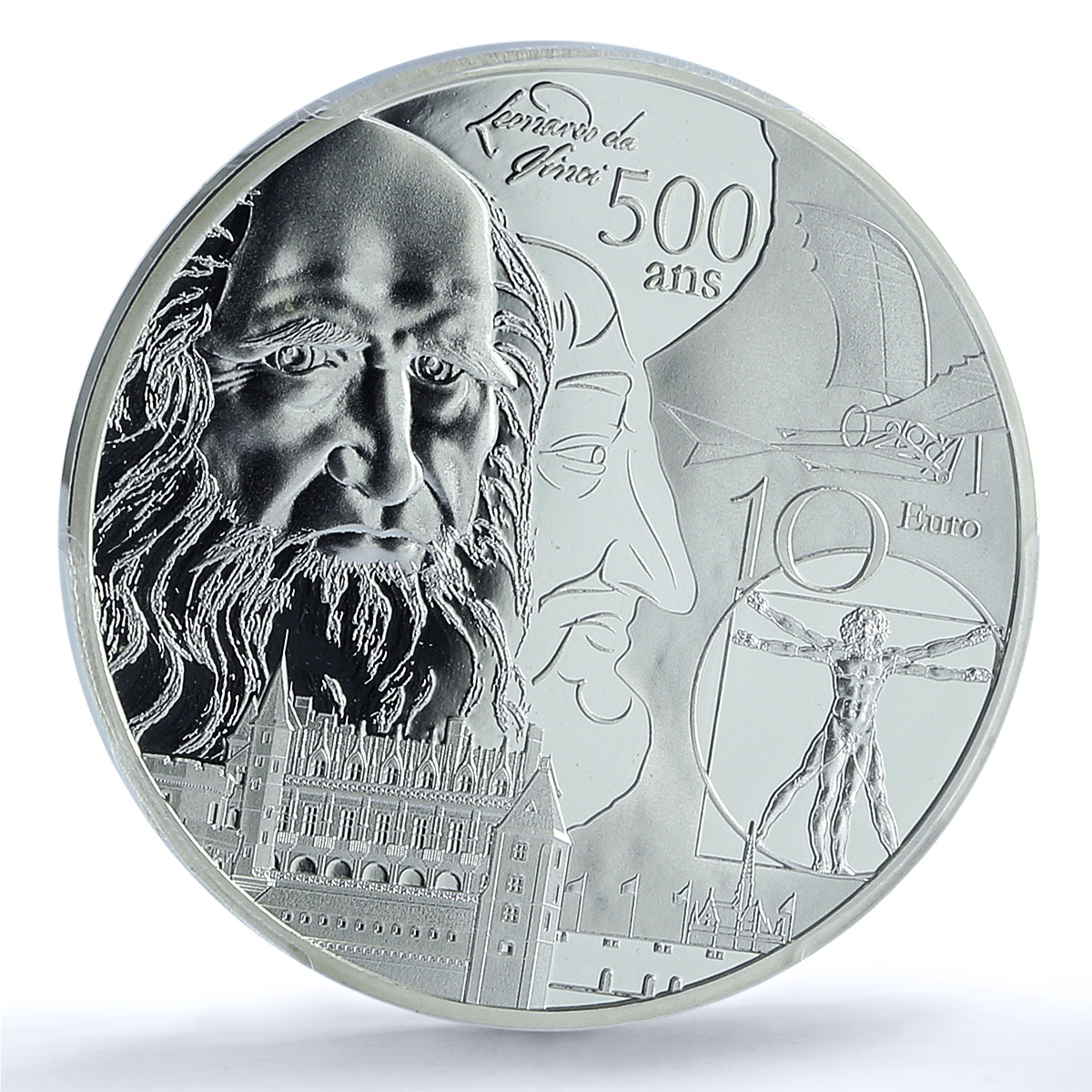 France 10 euros Renaissance Era KM-2790 Art Da Vinci PR 70 PCGS silver coin 2019