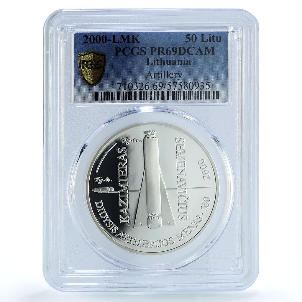 Lithuania 50 litu Artillery KM-121 History Military PR 69 PCGS silver coin 2000