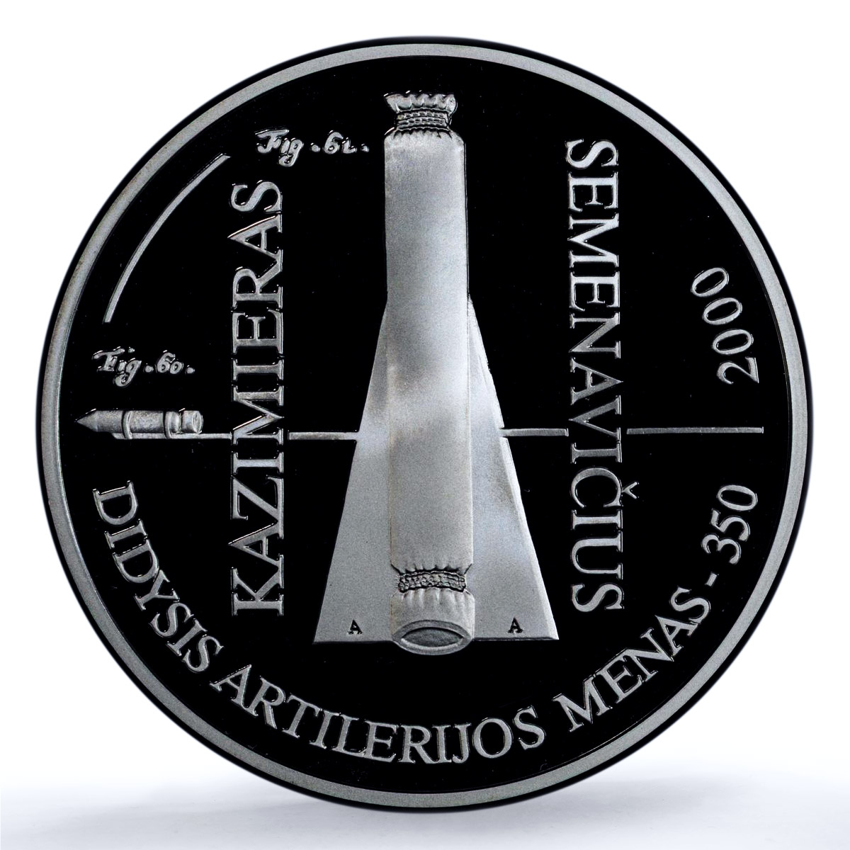 Lithuania 50 litu Artillery KM-121 History Military PR 69 PCGS silver coin 2000