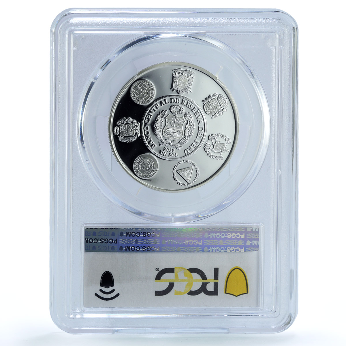Peru 1 sol Ibero-American Railways Coloured KM-421 Train PR 69 PCGS Ag coin 2019 Peru 1 sol Ibero-American Railways Coloured KM-421 Train PR 69 PCGS Ag coin 2019