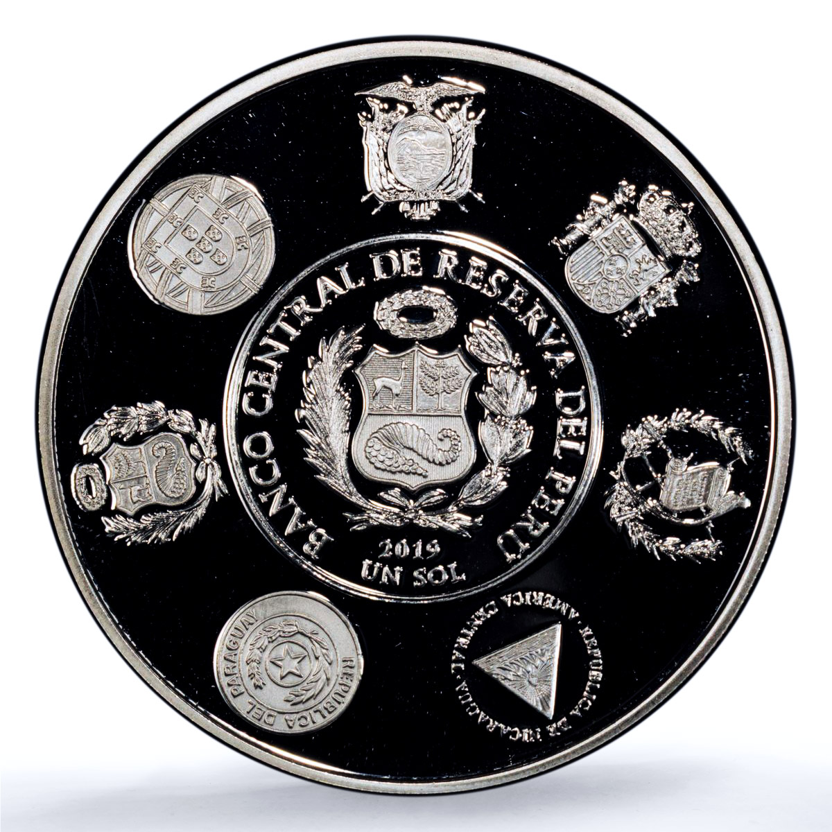 Peru 1 sol Ibero-American Railways Coloured KM-421 Train PR 69 PCGS Ag coin 2019 Peru 1 sol Ibero-American Railways Coloured KM-421 Train PR 69 PCGS Ag coin 2019