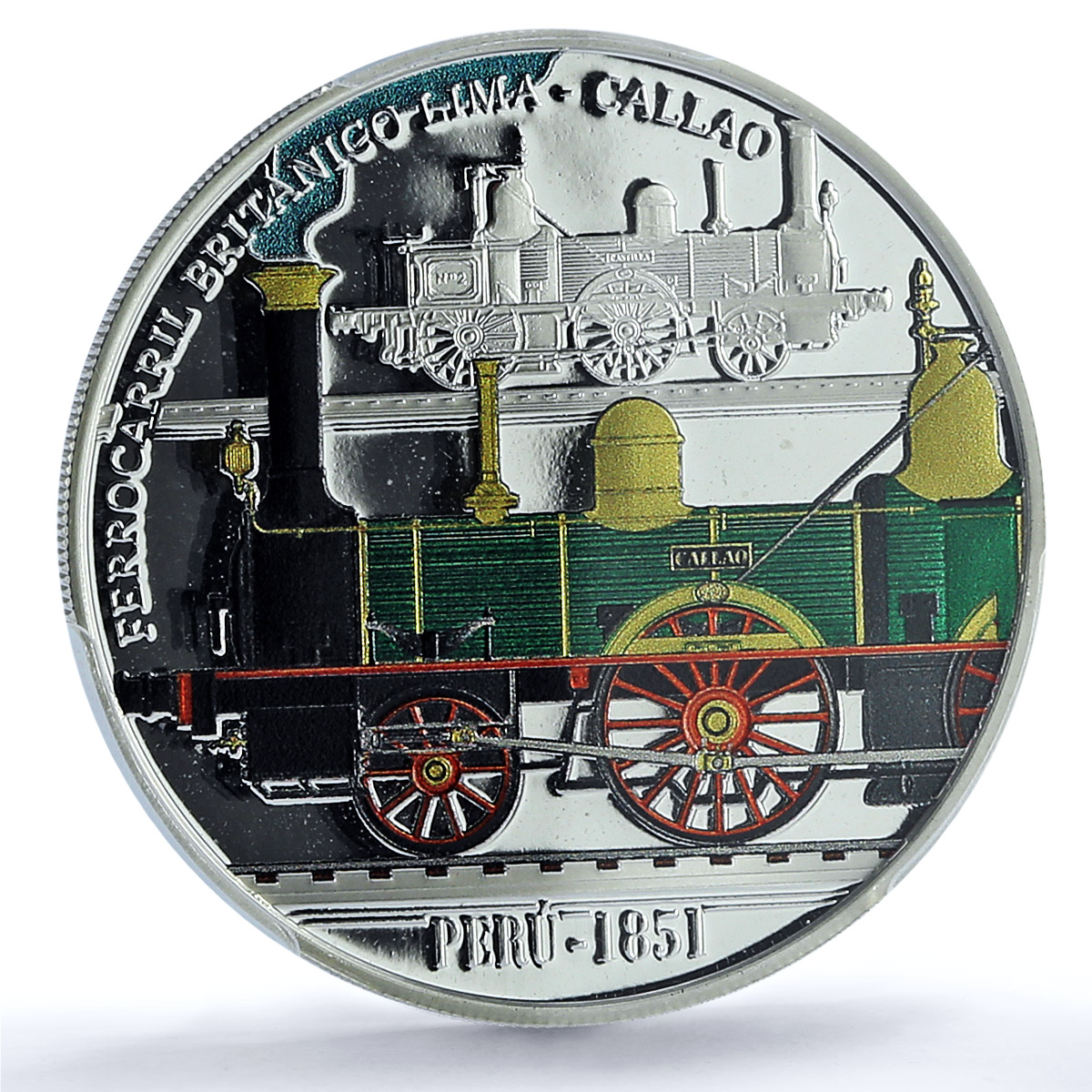 Peru 1 sol Ibero-American Railways Coloured KM-421 Train PR 69 PCGS Ag coin 2019 Peru 1 sol Ibero-American Railways Coloured KM-421 Train PR 69 PCGS Ag coin 2019