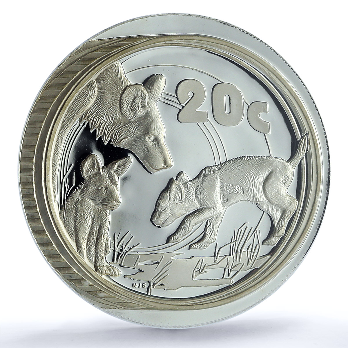 South Africa 20 cents Wild Dog KM-322 Wildlife Fauna PR 69 PCGS silver coin 2005