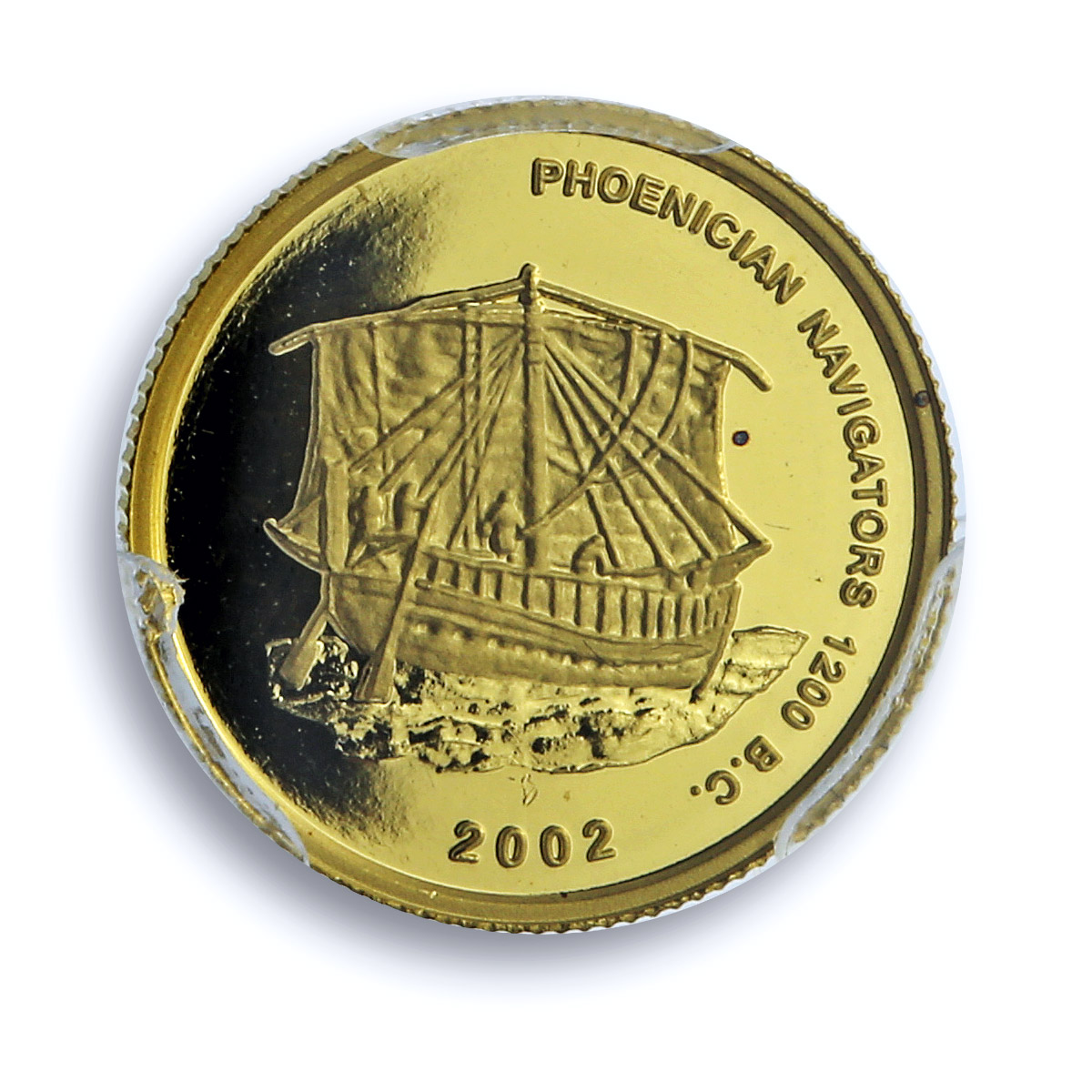 Ghana 500 sika Phoenician Navigators X#18 Ship Clipper PR 69 PCGS gold coin 2002