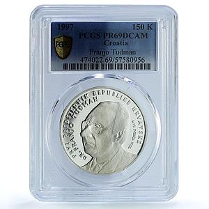 Croatia 150 kuna Franjo Tudman KM-59 History Politics PR69 PCGS silver coin 1997