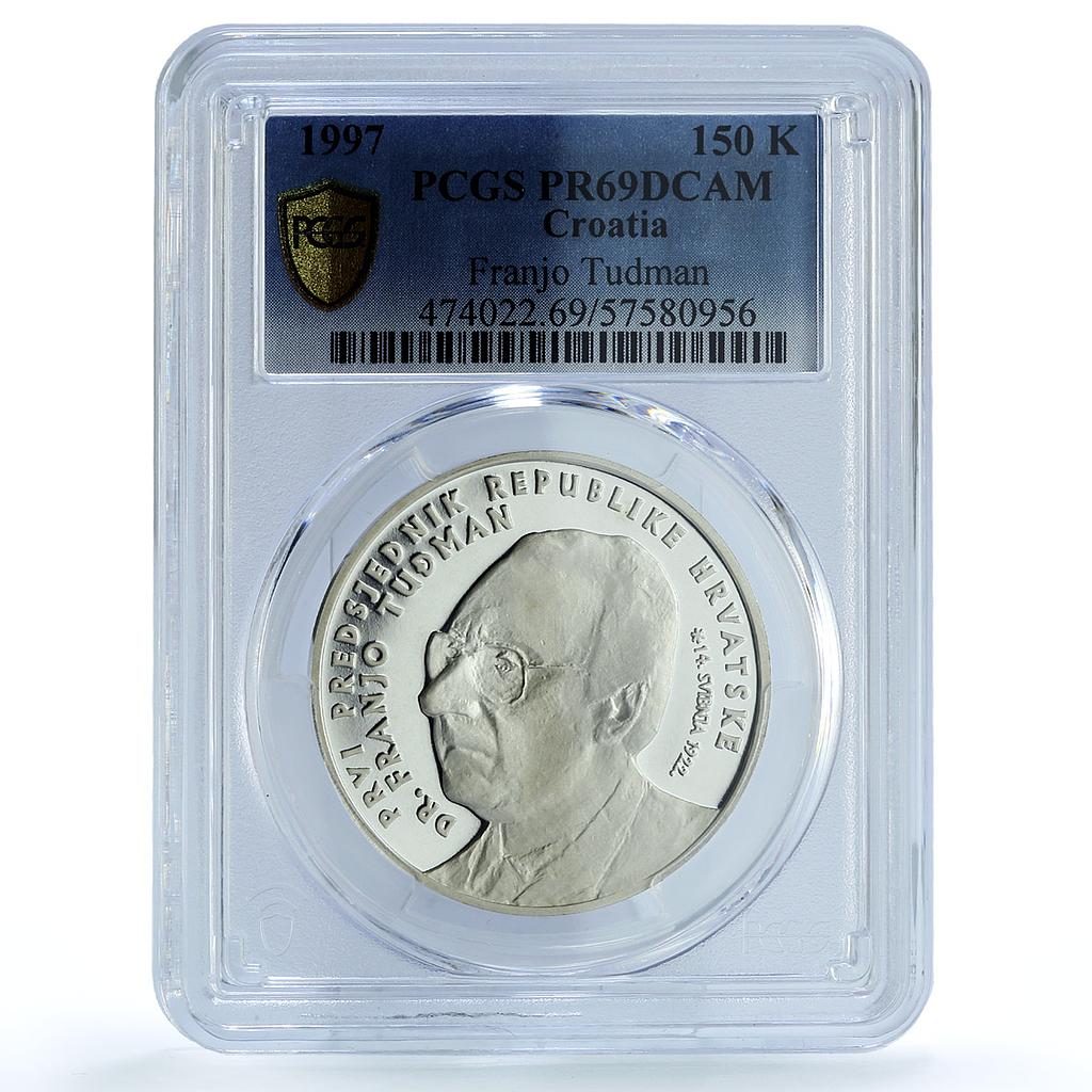 Croatia 150 kuna Franjo Tudman KM-59 History Politics PR69 PCGS silver coin 1997