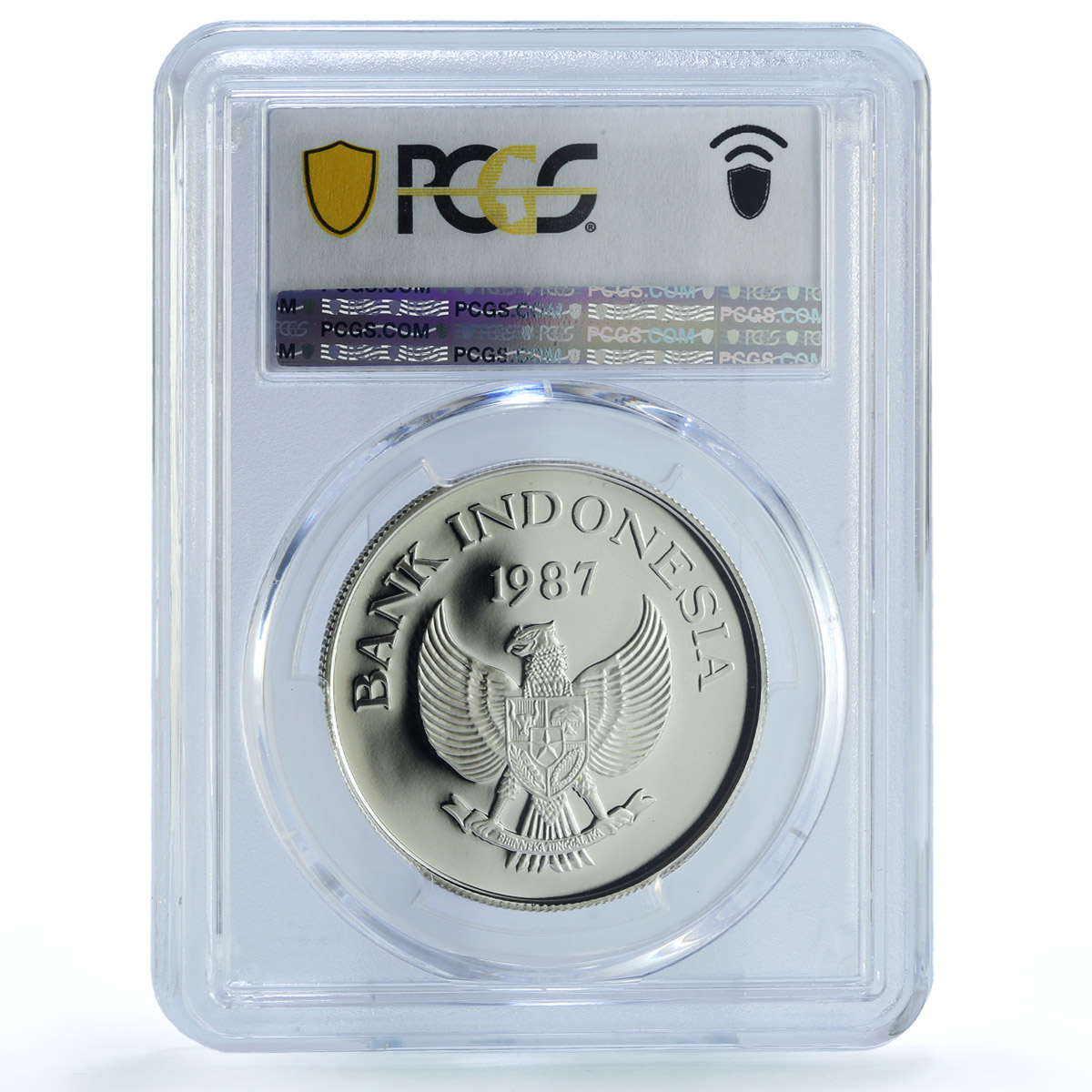 Indonesia 10000 rupiah Babi Rusa KM-45 Wildlife Pig PR 69 PCGS silver coin 1987