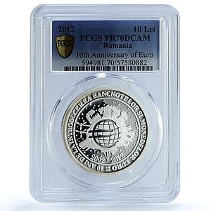 Romania 10 lei Euro Currency KM-286 Anniversary PR 70 PCGS silver coin 2012