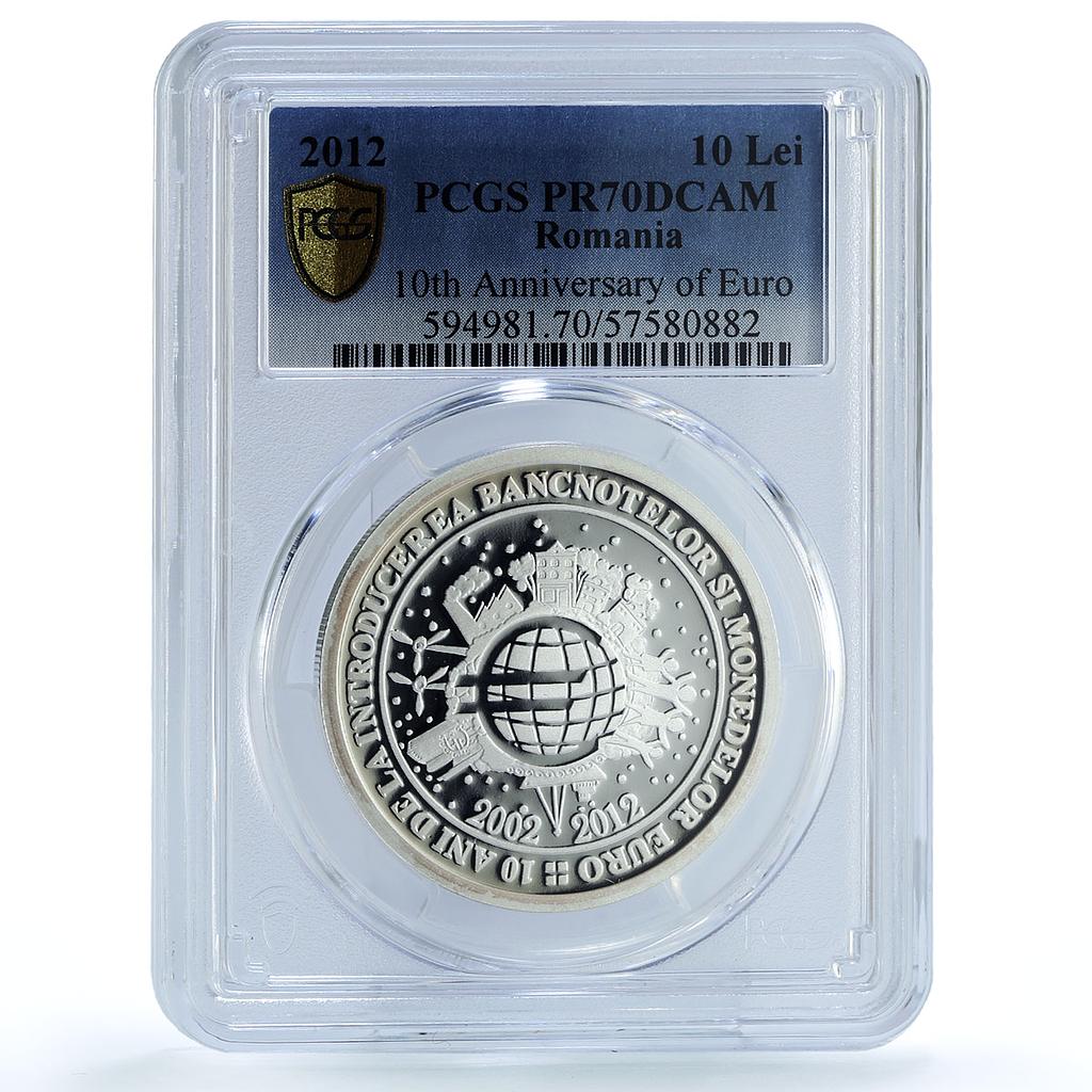 Romania 10 lei Euro Currency KM-286 Anniversary PR 70 PCGS silver coin 2012
