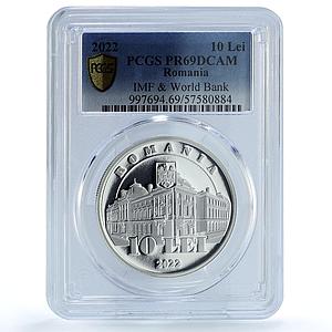 Romania 10 lei IMF Monetary Fund World Bank KM-504 PR 69 PCGS silver coin 2022
