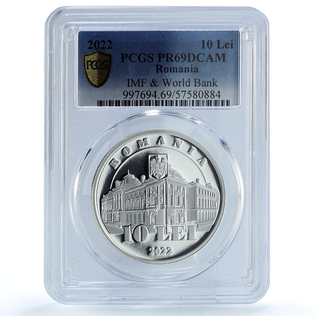Romania 10 lei IMF Monetary Fund World Bank KM-504 PR 69 PCGS silver coin 2022