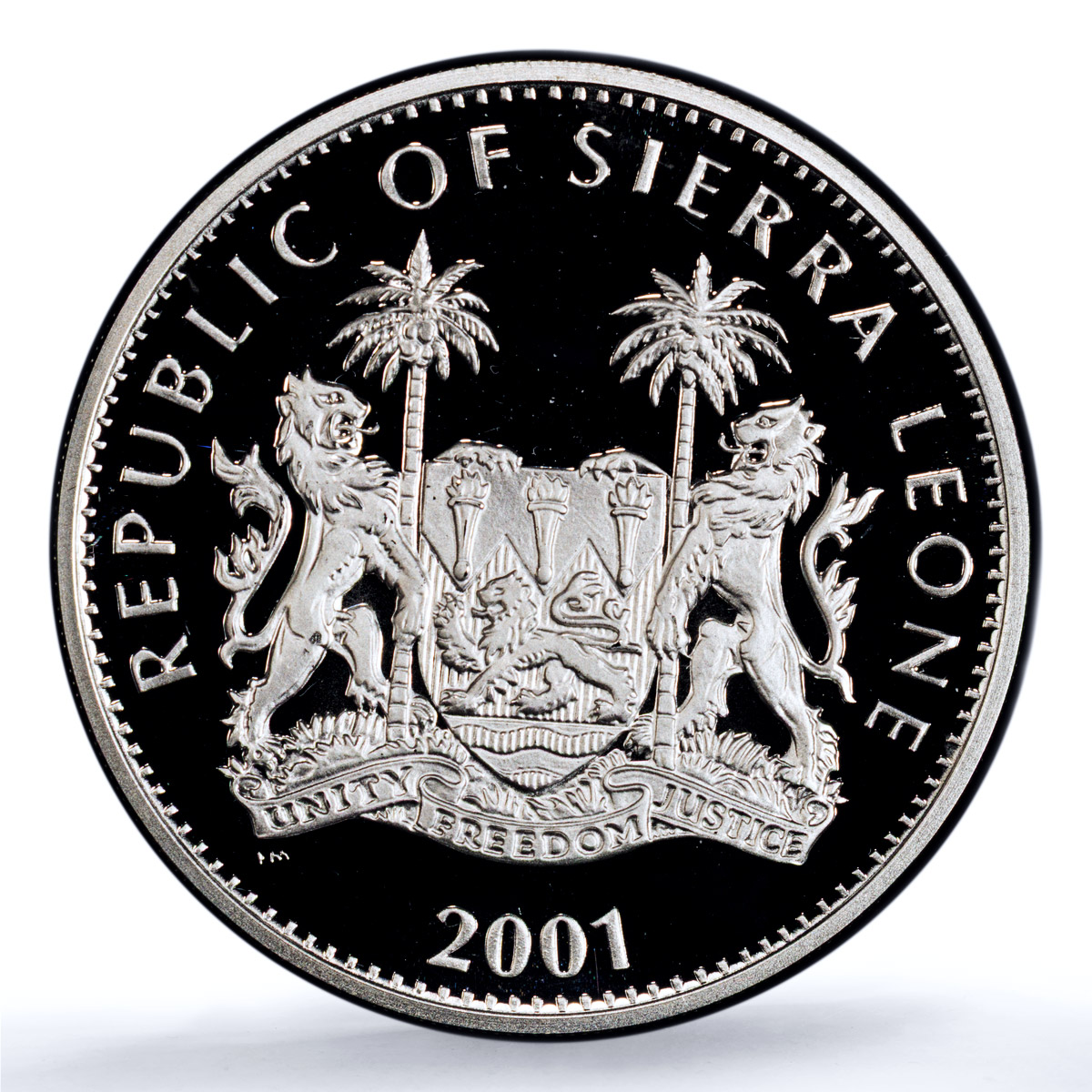Sierra Leone 10 dollars Tiger Coloured KM-247.2 Cat PR 69 PCGS silver coin 2001